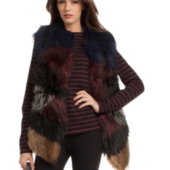 Trina Turk faux fur multi color vest - Picture 1 of 4